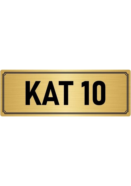 Metal Yönlendirme Levhası, Departman Kapı İsimliği Kat 10 7X20 cm Altın Renk
