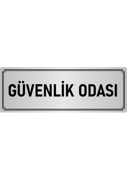 Metal Yönlendirme Levhası, Departman Kapı İsimliği Güvenlik Odası 7X20 cm Gümüş Renk