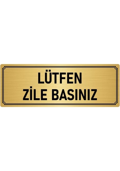Metal Yönlendirme Levhası, Departman Kapı İsimliği Lütfen Zile Basınız 7X20 cm Altın Renk