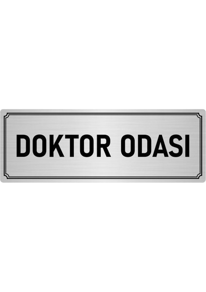 Metal Yönlendirme Levhası, Departman Kapı İsimliği Doktor Odası 5X20 cm Gümüş Renk