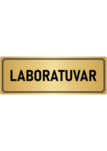Metal Yönlendirme Levhası, Departman Kapı İsimliği Laboratuvar 7X20 cm Altın Renk