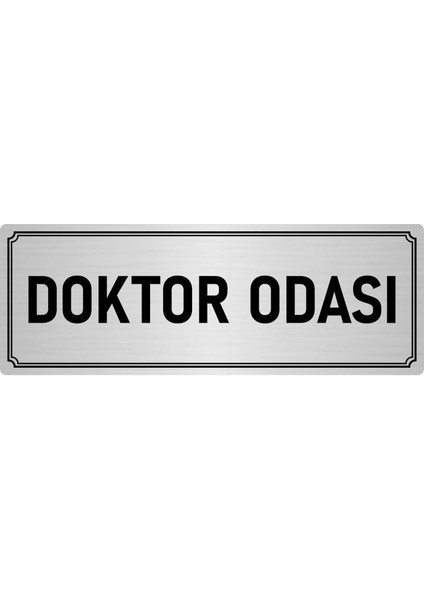 Metal Yönlendirme Levhası, Departman Kapı İsimliği Doktor Odası 7X20 cm Gümüş Renk