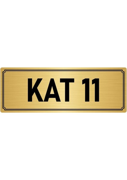 Metal Yönlendirme Levhası, Departman Kapı İsimliği Kat 11 7X20 cm Altın Renk