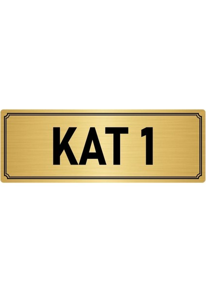 Metal Yönlendirme Levhası, Departman Kapı İsimliği Kat 1 10X20 cm Altın Renk