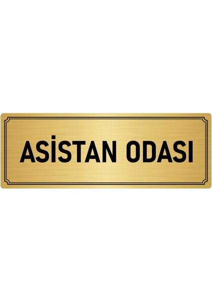 Metal Yönlendirme Levhası, Departman Kapı İsimliği Asistan Odası 10X20 cm Altın Renk