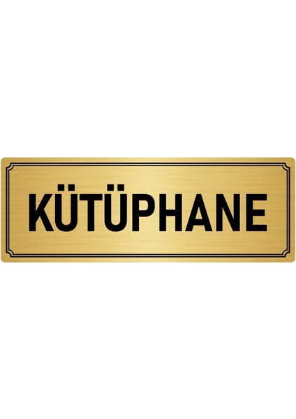 Metal Yönlendirme Levhası, Departman Kapı İsimliği Kütüphane 10X20 cm Altın Renk