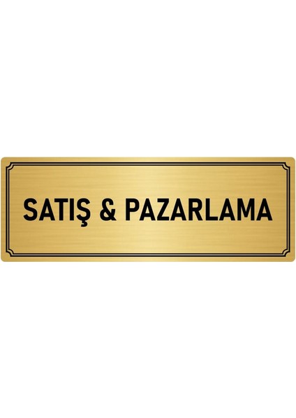 Metal Yönlendirme Levhası, Departman Kapı İsimliği Satış & Pazarlama 5X20 cm Altın Renk