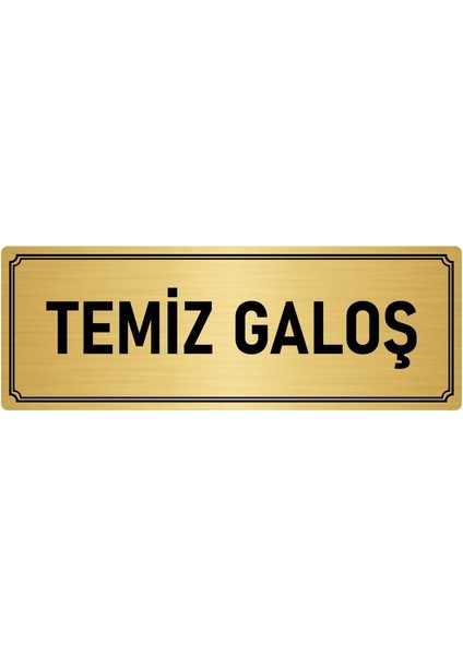 Metal Yönlendirme Levhası, Departman Kapı İsimliği Temiz Galoş 5X20 cm Altın Renk