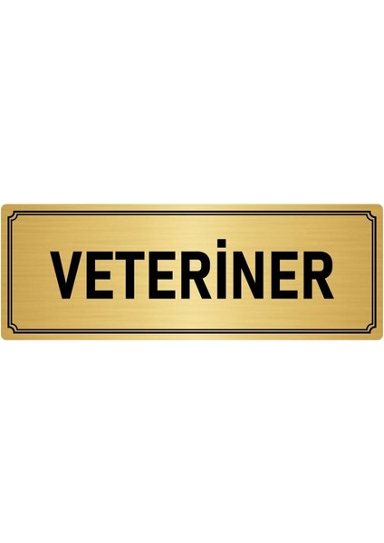 Metal Yönlendirme Levhası, Departman Kapı İsimliği Veteriner 5X20 cm Altın Renk