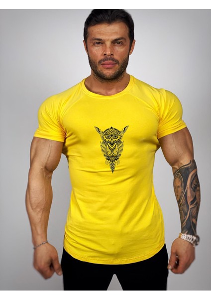 Baykuş Baskılı Fitness T-Shirt