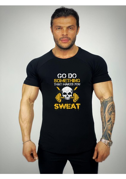 Go Do Something Sweat Baskılı Fitness T-Shirt