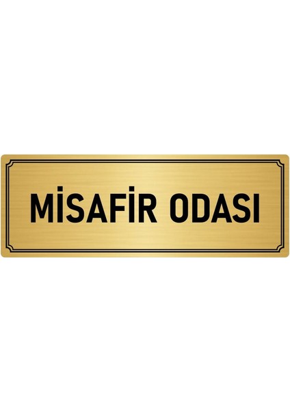 Metal Yönlendirme Levhası, Departman Kapı İsimliği Misafir Odası 7X20 cm Altın Renk