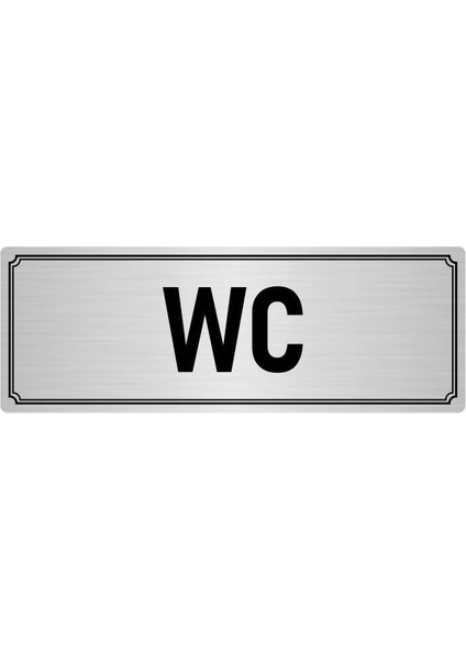 Metal Yönlendirme Levhası, Departman Kapı İsimliği Wc 7X20 cm Gümüş Renk