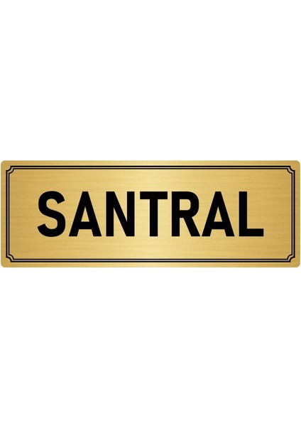 Metal Yönlendirme Levhası, Departman Kapı İsimliği Santral 10X20 cm Altın Renk