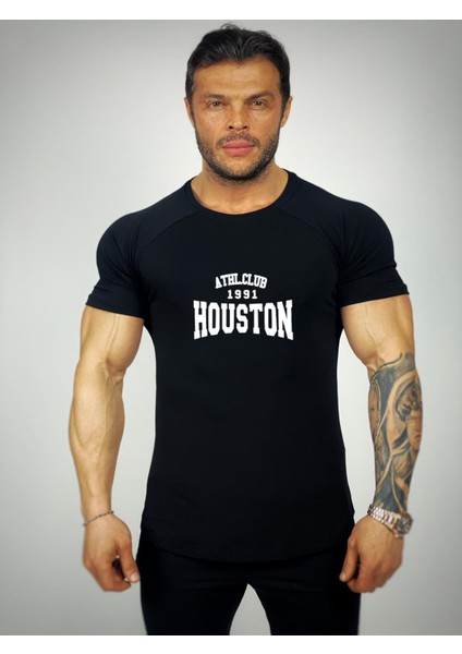 Houston Baskılı Fitness T-Shirt