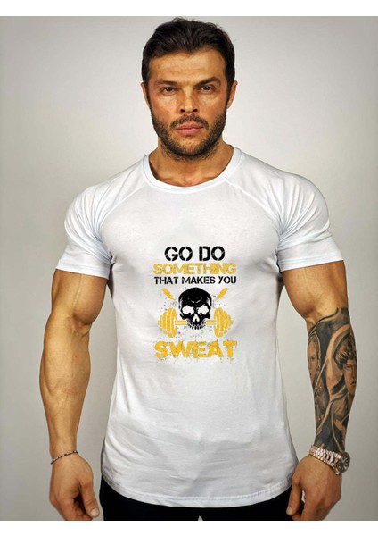 Go Do Something Sweat Baskılı Fitness T-Shirt