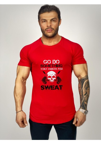 Go Do Something Sweat Baskılı Fitness T-Shirt