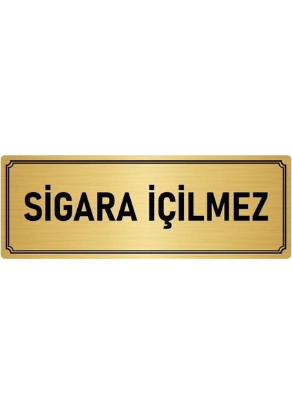 Metal Yönlendirme Levhası, Departman Kapı İsimliği Sigara Içilmez 10X20 cm Altın Renk