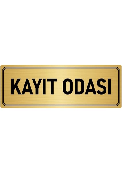 Metal Yönlendirme Levhası, Departman Kapı İsimliği Kayıt Odası 10X20 cm Altın Renk
