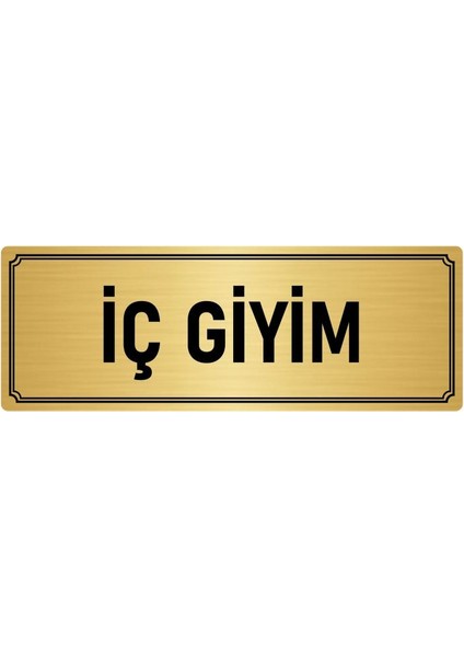 Metal Yönlendirme Levhası, Departman Kapı İsimliği Iç Giyim 10X20 cm Altın Renk