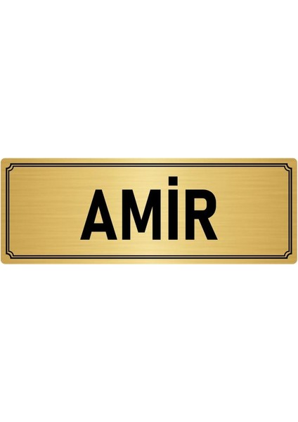 Metal Yönlendirme Levhası, Departman Kapı İsimliği Amir 10X20 cm Altın Renk