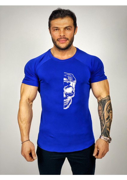 Yarım Kurukafa Baskılı Fitness T-Shirt