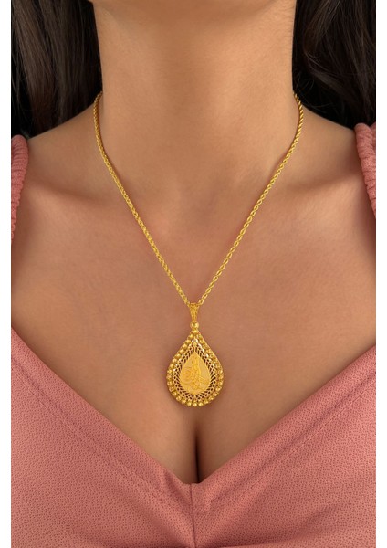 Kuyumculuk 14 Ayar Altın Dorika Top Detaylı Tuğra Kolye fiyatları