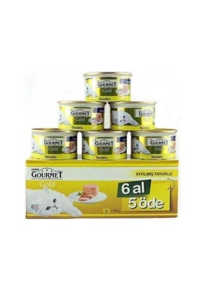 Kıyılmış Tavuklu Yetişkin Kedi Konserve Maması 85 gr (6 Al 5 Öde)