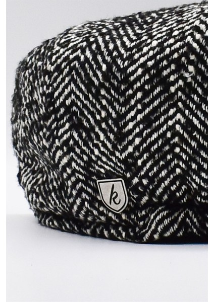 Erkek Yünlü Zikzak Desenli Kasket Şapka Siyah fiyatları