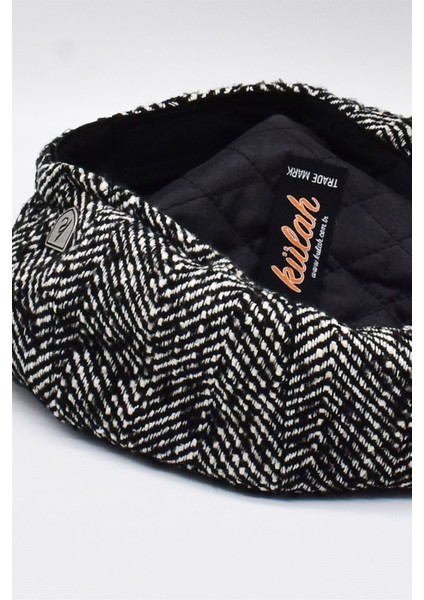 Erkek Yünlü Zikzak Desenli Kasket Şapka Siyah indirimleri