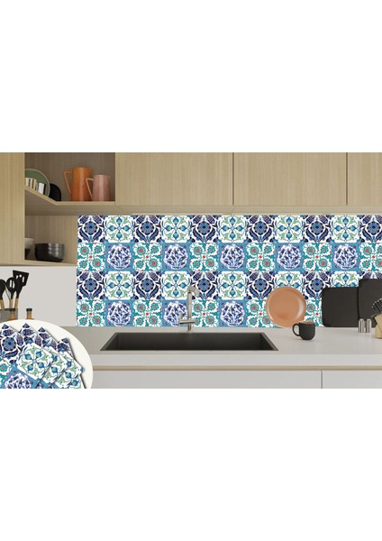 Kendinden Yapışkanlı Banyo Mutfak Kaplama Çini 010 Karma Desenli Pvc Karo 30X30 cm 56 Adet 5m2
