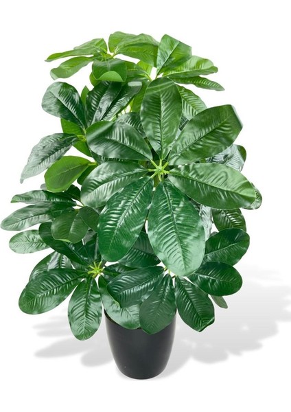 Yapay Çiçek Saksıda Şeflera Bitkisi Salon Çiçeği Yapay Bitki Pachira Macrocarpa 18 Dal 75 cm