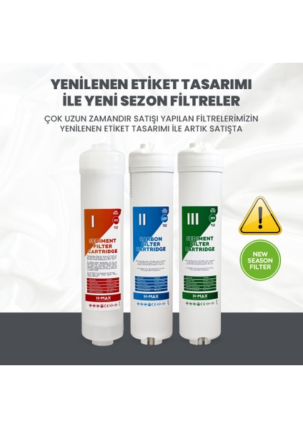 H-Max Quick Type 6'lı Filtre Seti Membranlı Kapalı Kasa Su Arıtma Cihazları Uyumlu - 0072