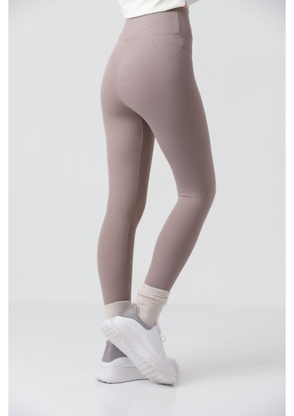 Kışlık Polarlı Fitilli Kadın Yüksek Bel Dikişsiz Tayt modelleri