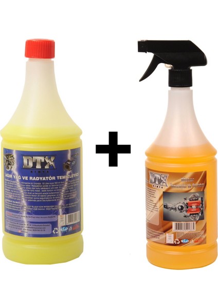 Ağır Yağ Sökücü Konsantre (1/5) 1 Litre & Susuz Motor Temizleyici 1 Litre