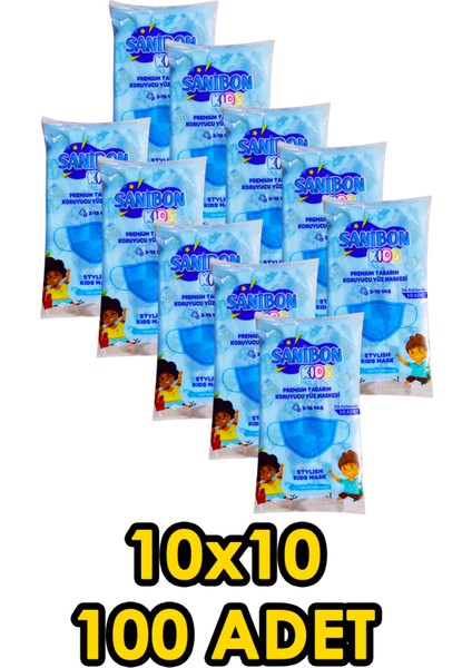 Kids Baskılı Cerrahi Maske - 3-13 Yaş - 10'lu - 10 Paket