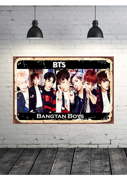 Bts Tasarımlı 20X30 cm Retro Ahşap Tablo