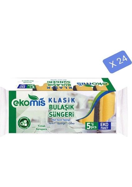 Klasik Yeşil Sünger 5'li Oluklu x 24 Paket