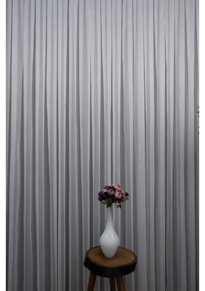 Taç Mat Çizgili Ekru 1/3 Sık Pile Tül Perde Tek Kanat - Ekru 100 x 270 cm fırsatları