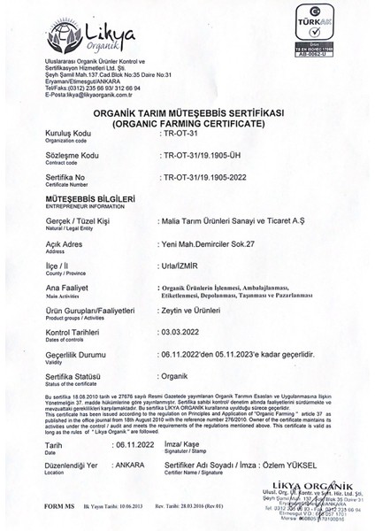 Organik Serisi Natürel Sızma Zeytinyağı 500 ml - Soğuk Sıkım - Erken Hasat fiyatları