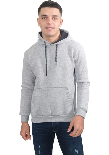 Erkek Basic Gri Kapüşonlu SWEATSHIRT-236 fiyatları