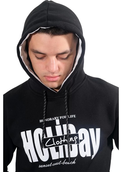 Erkek Holiday Siyah Kapüşonlu SWEATSHIRT-231