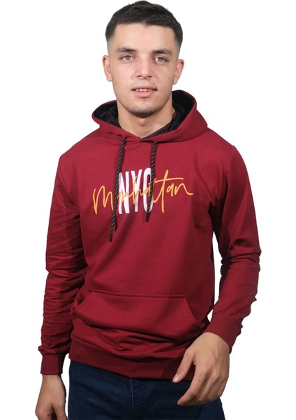 Erkek Nyc Bordo Kapüşonlu SWEATSHIRT-230