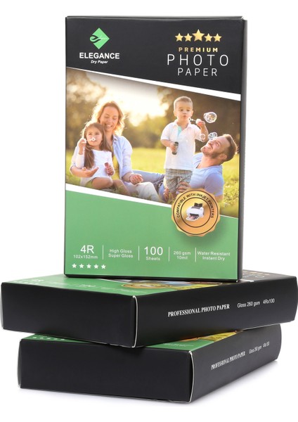 4r 10X15 cm Glossy 260GSM 300ADET Fotoğraf Kağıdı 3 Lü