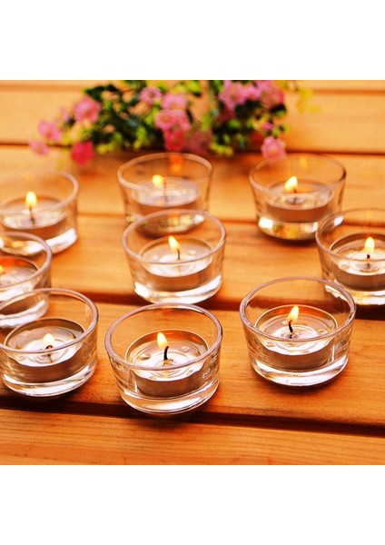 7 Adet Tealight Cam Mumluk Cam Mumluk Tea Light Mum Için Cam Mumluk 4.5x2 cm Dekor Masa Obje Mumluk