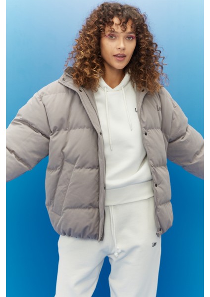Regular Fit Normal Kesim Taş Rengi Şişme Mont