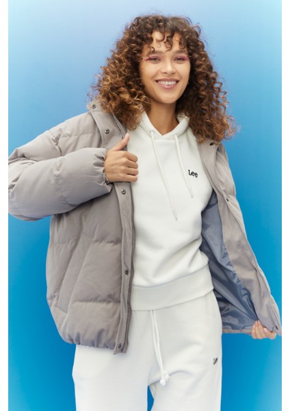 Regular Fit Normal Kesim Taş Rengi Şişme Mont