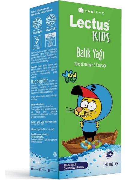 Tab Ilaç Kral Şakir Omega Şurup Elma 150 Ml Lectus Kids