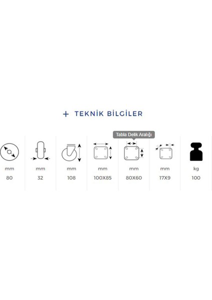 Kama Sabit Tablalı 100 x 32 mm Teker Poliamid Beyaz Burçlu Ağır Yük Tekeri fiyatları