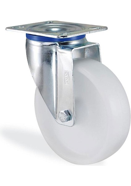 Kama Oynak Tablalı 200 x 50 mm Teker Poliamid Beyaz Burçlu Ağır Yük Tekeri